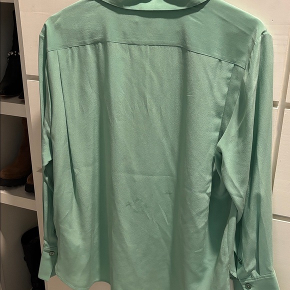 NWT Equipment Creme de Menthe Button-Down Leona Silk Shirt Sz XL - Picture 7 of 9